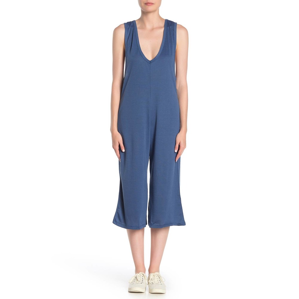 Cotton Emporium NWT Blue Double V Sleeveless Jumpsuit #7523R Women's M